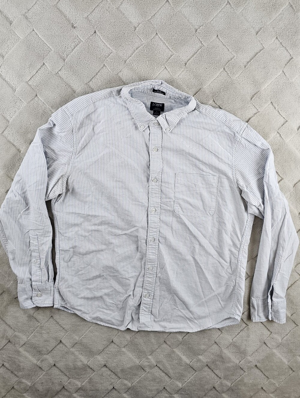 J.Crew Slim Untucked Flex Oxford Button Up Shirt Mens Large Striped Blue